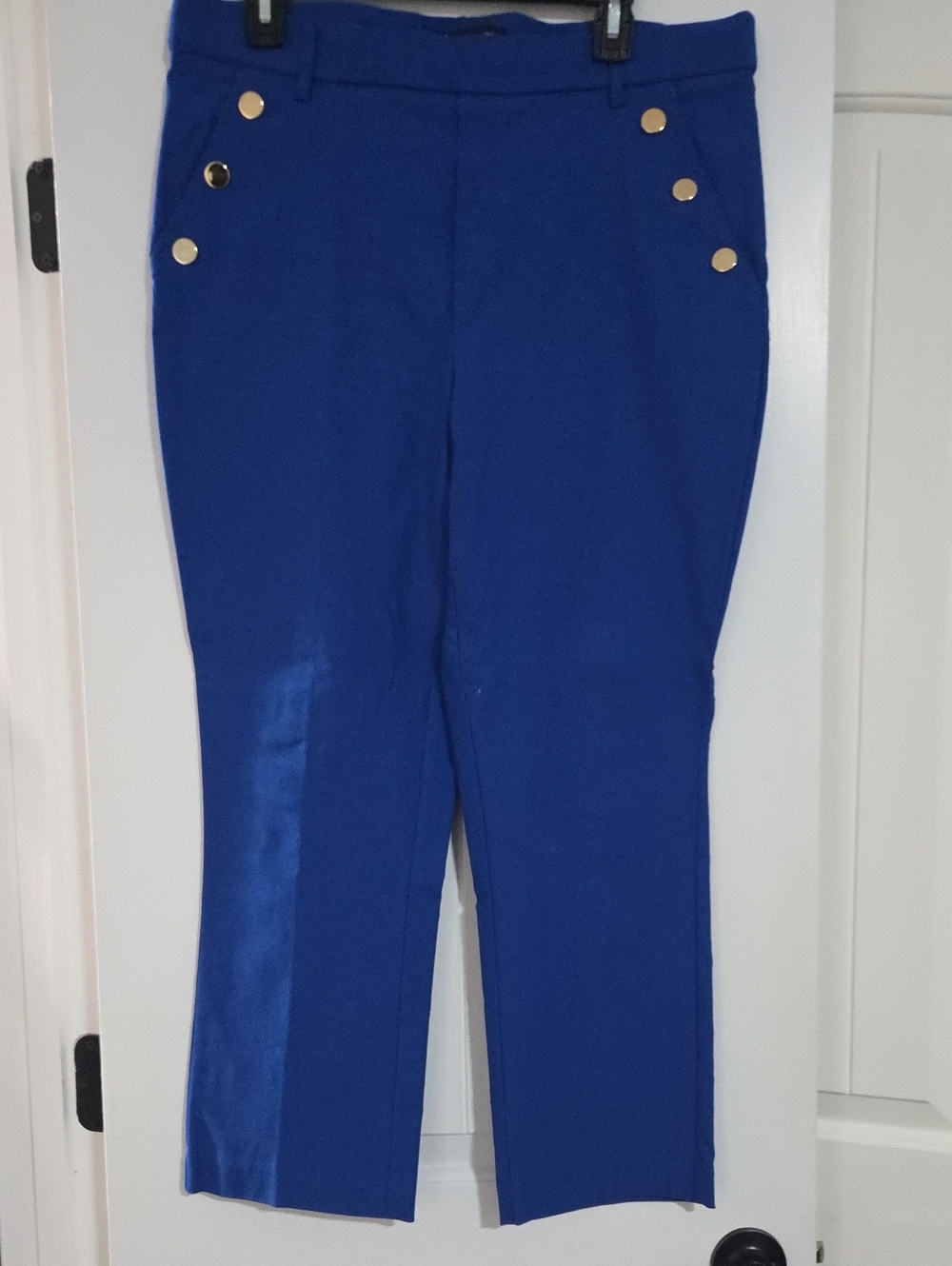 Jules & Leopold Royal Blue Cropped Dress Pants with Gold Buttons